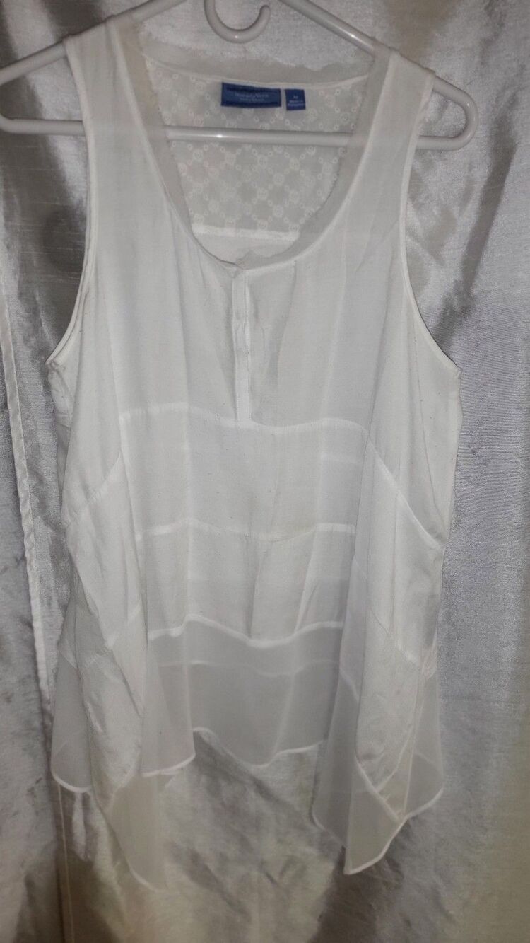 Simply Vera Wang Women's Dainty White Tank Top w/detail Sz Med